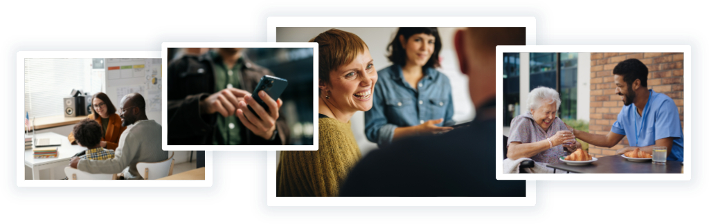 Care moments: a family meeting, a phone, a conversation, and a caregiver with a resident