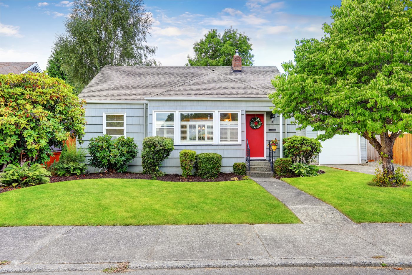 A house with a red front door